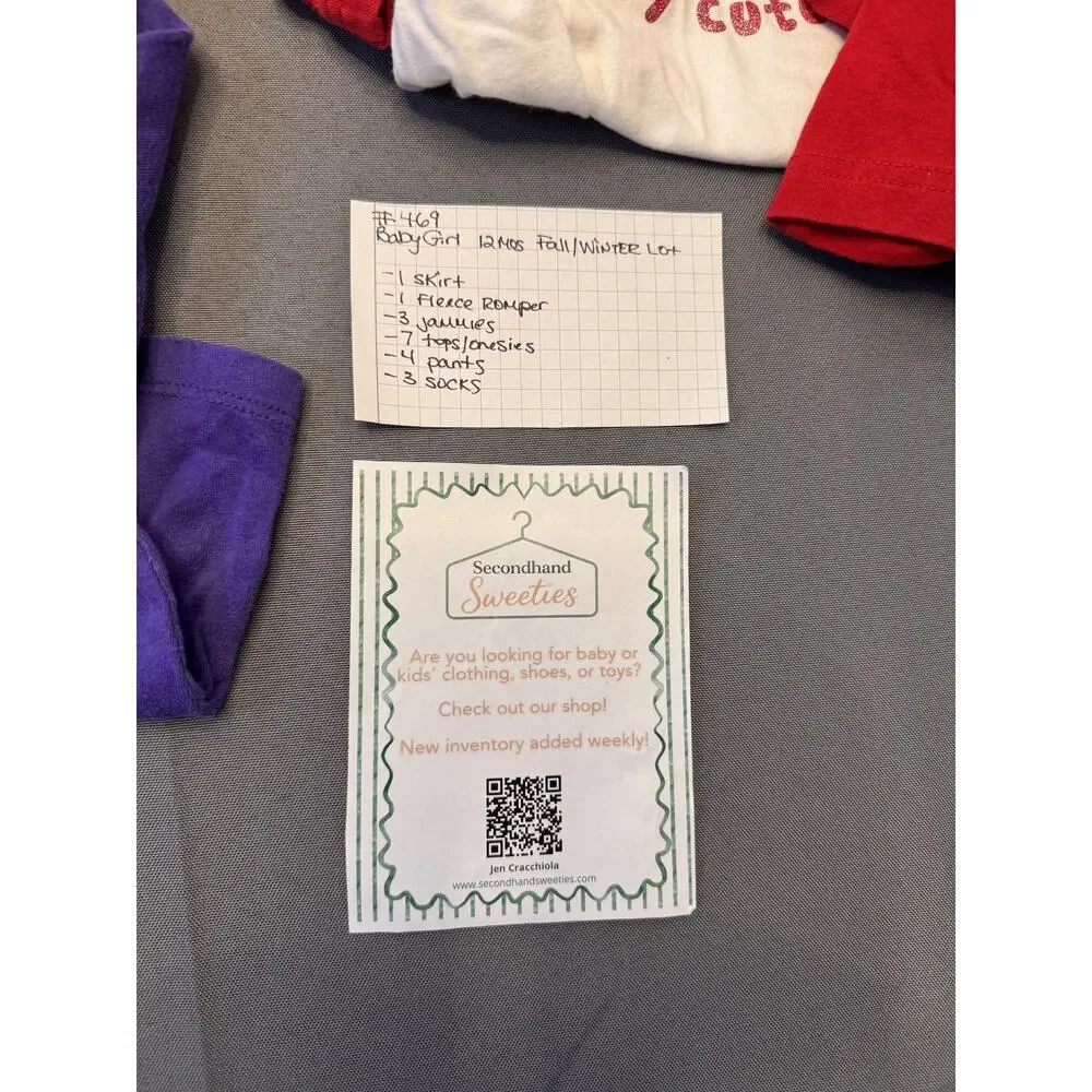 Baby Girl 12M Fall/Winter Clothing Lot – 19 Pieces – #469